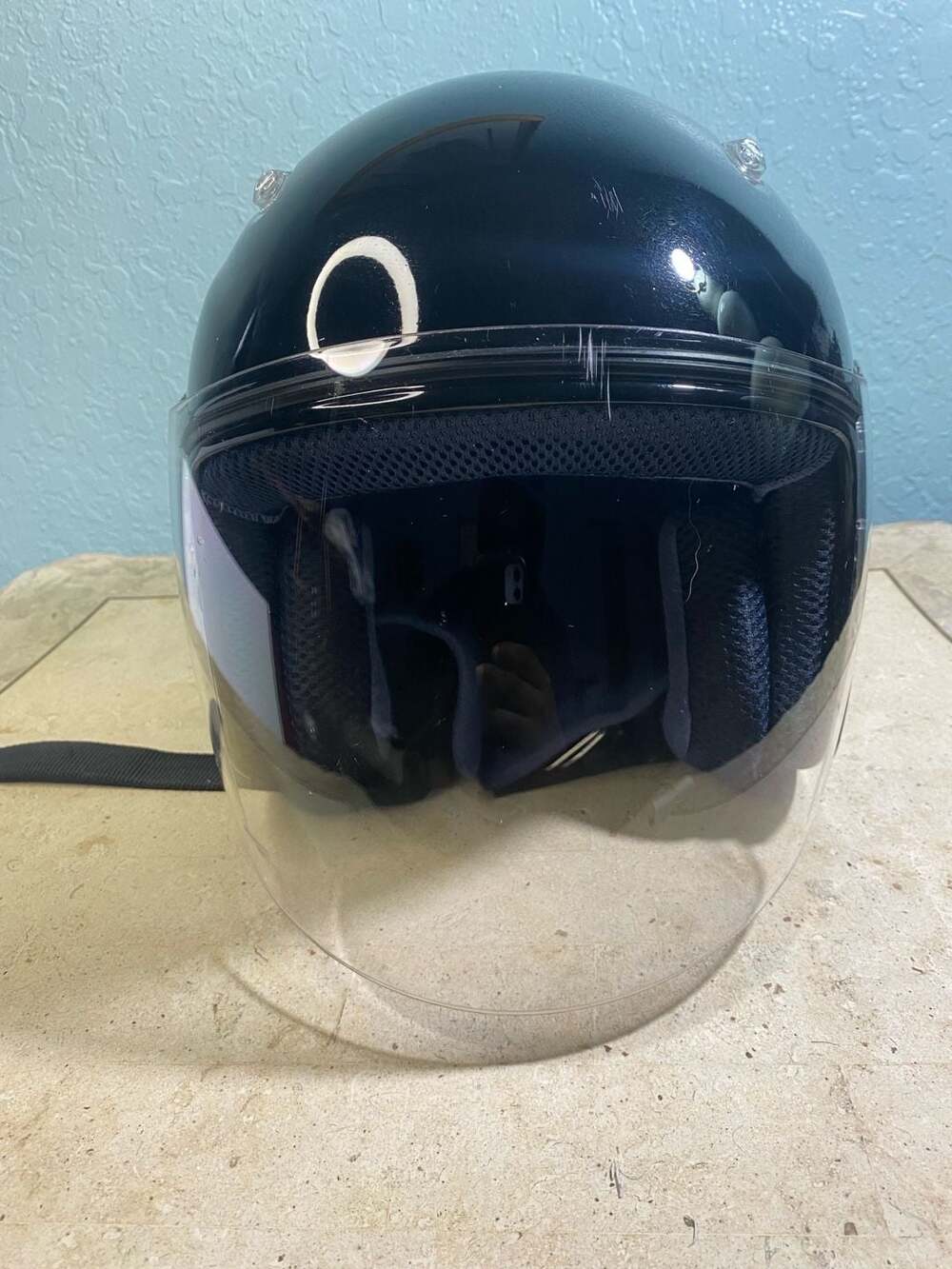 ZOX Open Face 3/4 Motorcycle Helmet with Clear Shield - Gloss Black